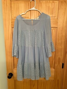 entro Powder Blue Lace-Panel Mini Dress